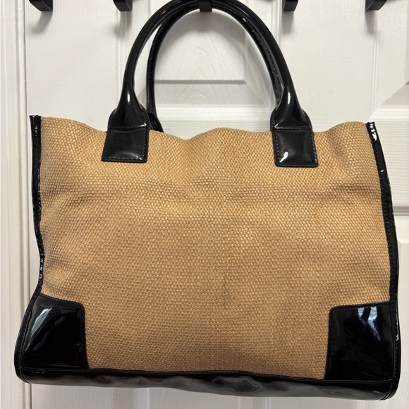 Tory Burch Ella Straw Rafia & Black Patent Trim Tote in VGUC - Picture 4 of 16